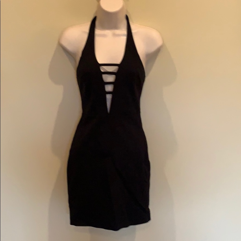 Black cotton halter dress